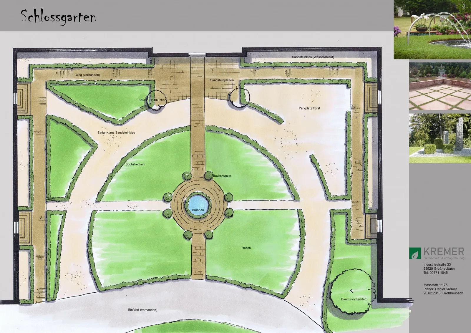 Entwurfszeichnung eines Schlossgartens